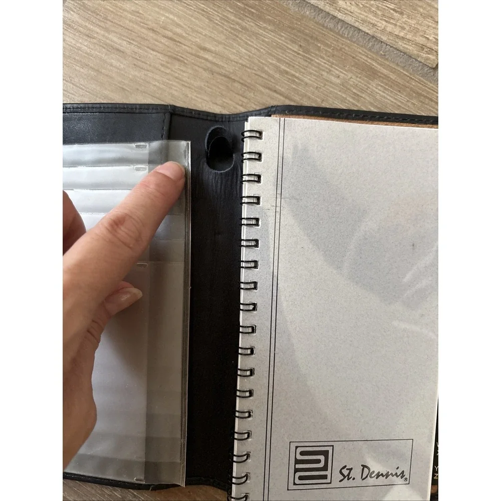 New Vnt St. Dennis Black Leather Address Book & 2 Inner Pockets Notepad 4